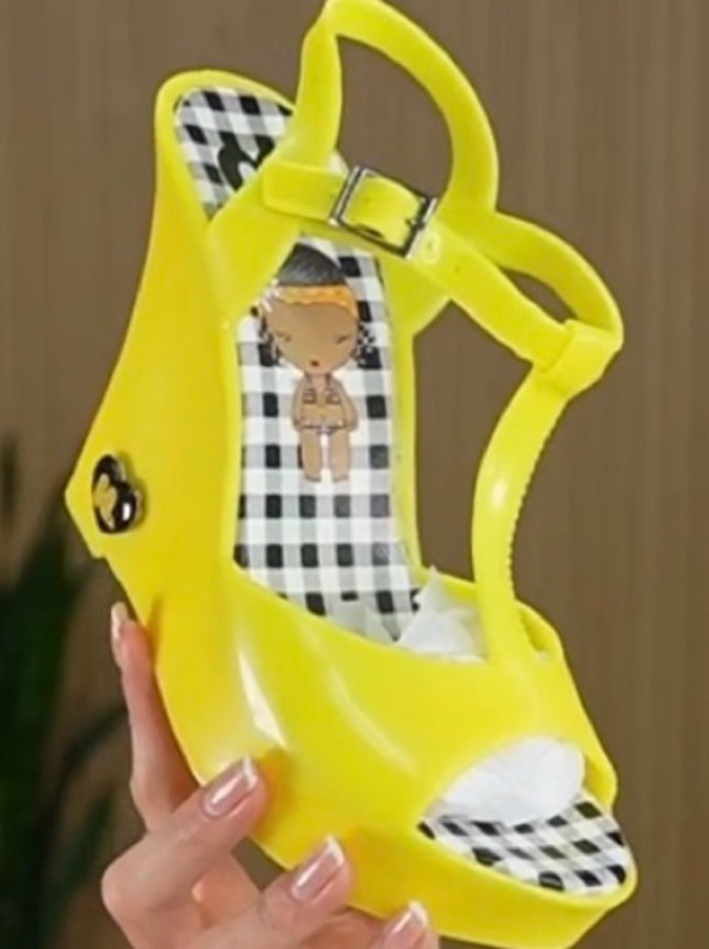 Harajuku Lovers Neon Yellow Patent T-Strap Sandals